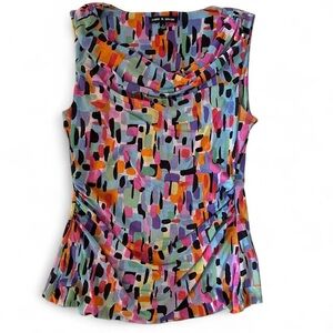 Stunning Multicolor Sleeveless Cowl Neck Top